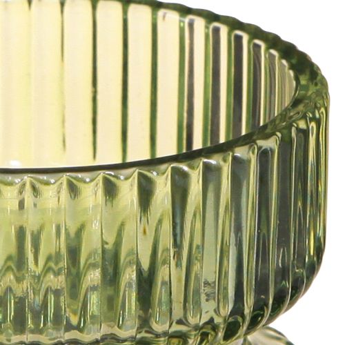daiktų Žvakės laikiklio stiklas dekoratyvinis briaunotas žalias Ø9cm H7cm 4 vnt