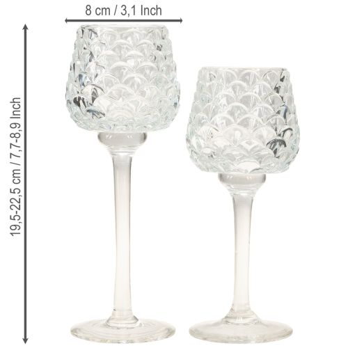 daiktų Arbatinės žvakutės stiklinis kūgio formos su pagrindu, aukštis 19,5/22,5 cm, 2 vnt. rinkinys