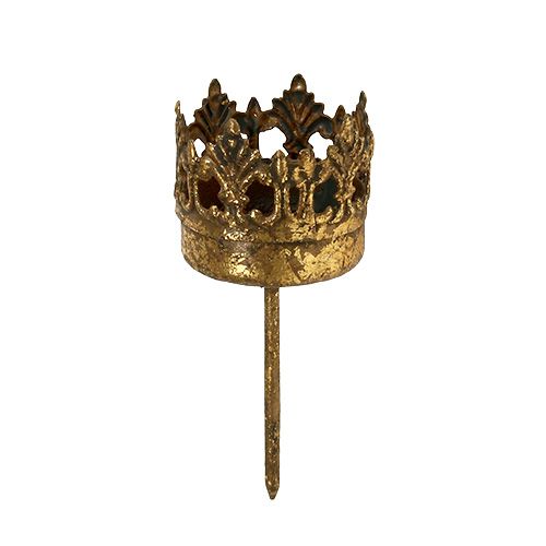 Arbatos žvakidės laikiklis auksinis antikvarinis Ø3,8cm H9,5cm 1vnt