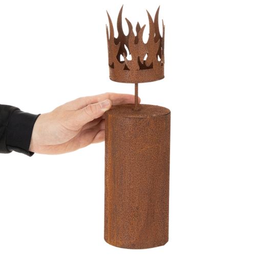 Metalinė žvakės formos žvakidė su rūdžių efektu, H 36 cm | Floristik24.lt