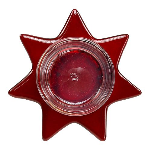 daiktų Arbatinės žvakutės laikiklis raudonos žvaigždės formos su stiklu Ø10cm A10,5cm 2vnt