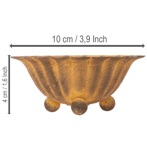 Vintažinė arbatinė žvakutė, mažas dubenėlis, rūdžių spalvos metalas, Ø10cm, aukštis4.5cm | Floristik24.lt