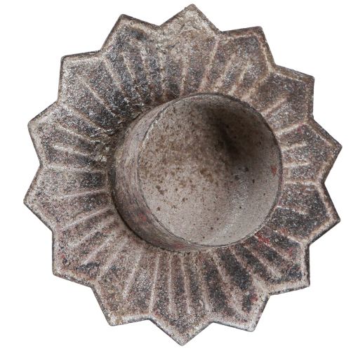 Floristik24 Žvakės laikiklis vintažinė arbatinė žvakutė klijuoti pilka Ø9cm H8.5cm 4vnt