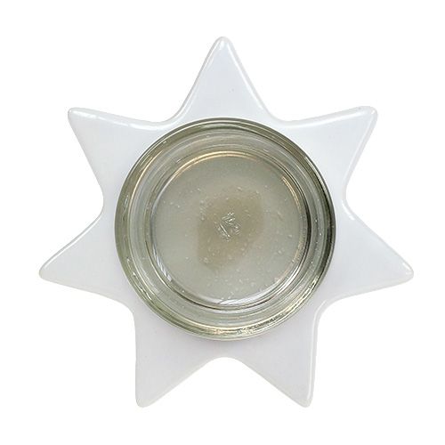Floristik24 Žvaigždutės laikiklis baltas žvaigždės formos su stiklu Ø10cm A10,5cm 2vnt