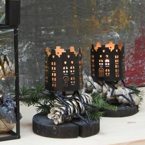 Floristik24 Žvakės City Black Tealight laikiklis klijuoti Ø8cm