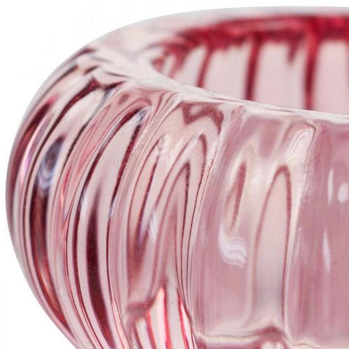 daiktų Žievelės laikiklis stiklinis žvakių laikiklis apvalus rožinis Ø8cm H3,5cm
