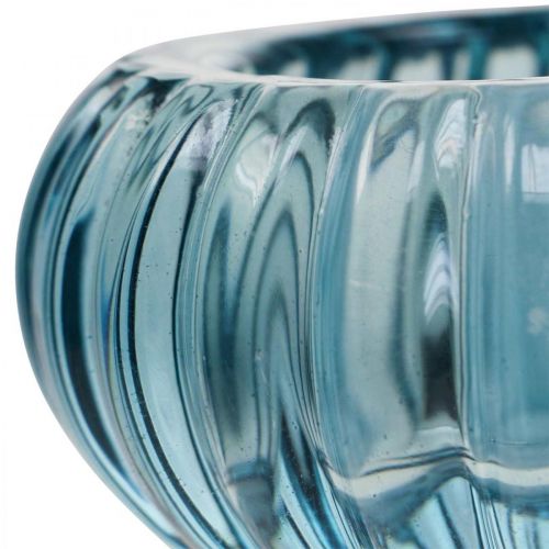 daiktų Žievelės laikiklis stiklinis žvakių laikiklis apvalus mėlynas Ø8cm H3,5cm