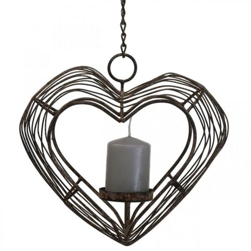 Arbatinės lemputės laikiklis metalinis pakabinamas dekoravimas rūdžių dekoravimo širdelė 22×7×20cm