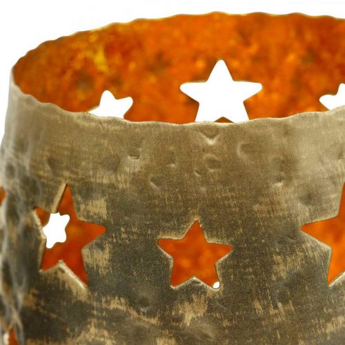 Floristik24 Žvakės laikiklis kalėdinės dekoracijos žvaigždės senovinė optika metalas auksinis Ø9cm H13cm