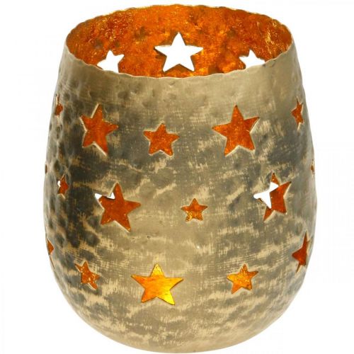 daiktų Žvakės laikiklis kalėdinės dekoracijos žvaigždės senovinė optika metalas auksinis Ø9cm H13cm