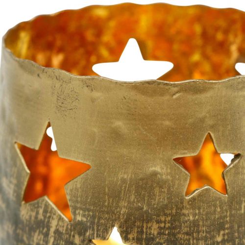 Floristik24 Žvaigždutės laikiklis su žvaigždutėmis Kalėdinė dekoracija metalinė auksinė Ø8cm H7cm