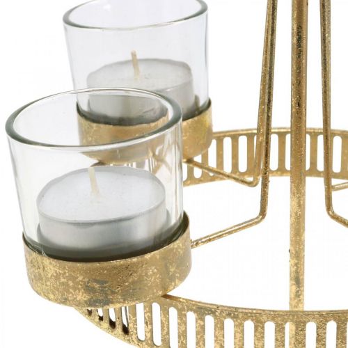 Floristik24 Arbatinės lemputės laikiklis keturių stiklinių Star Christmas Gold Ø20cm H38.5cm