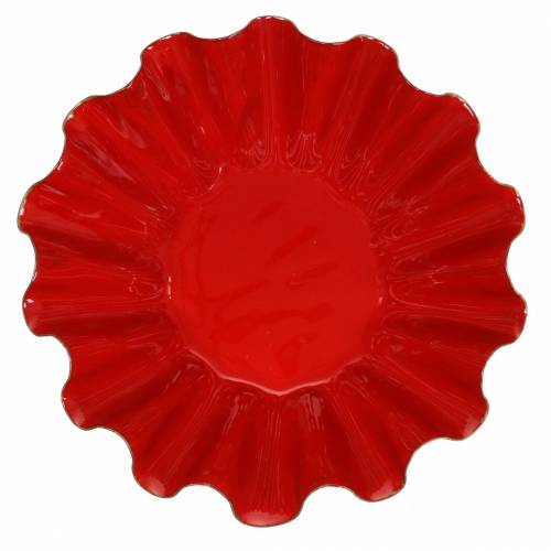 daiktų Dekoratyvinis dubuo kepimo formos emalis atrodo raudonas, auksinis Ø12,5cm H4cm
