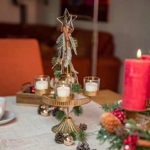 daiktų Arbatinės lemputės laikiklis keturių stiklinių Star Christmas Gold Ø20cm H38.5cm