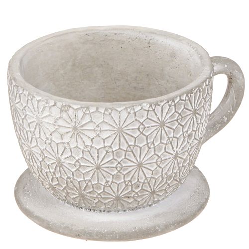 Floristik24 Arbatos puodelis dekoratyvinis keramikinis baltas skalbtas 12×10×8cm 3 vnt