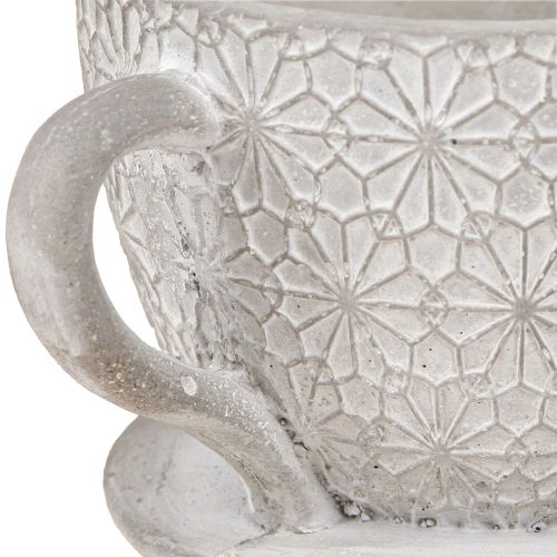 Floristik24 Arbatos puodelis dekoratyvinis keramikinis baltas skalbtas 12×10×8cm 3 vnt