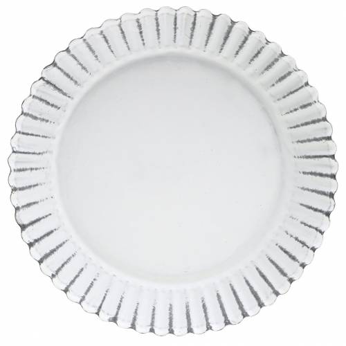 Floristik24 Dekoratyvinė kepimo skarda cinko balta Ø15cm H2cm
