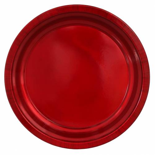 Floristik24 Dekoratyvinė lėkštė iš metalo raudonos spalvos su glazūros efektu Ø38cm