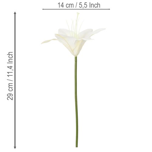 Dirbtinės baltosios tigrinės lelijos vazoms ir kompozicijoms, 29 cm puokštė, 6 vnt. | Floristik24.lt