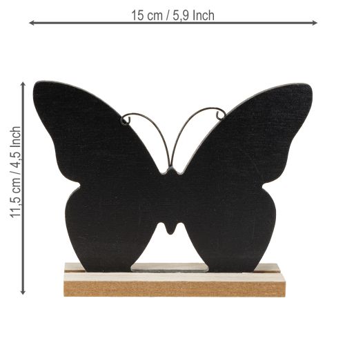 daiktų Stalo dekoracija medinė dekoracija drugelis juodas natūralus 15 cm 6 vnt.