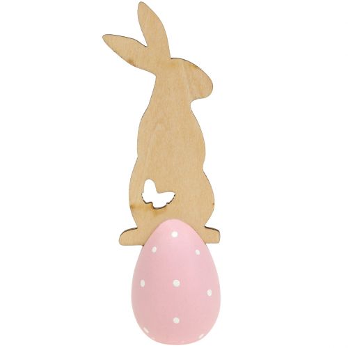 Floristik24 Stalo puošmena Velykinis margutis su zuikučiu 9cm - 12cm 2vnt