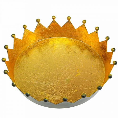 Floristik24 Stalo puošmena Kalėdų karūna juodo aukso Ø16,5cm H6cm