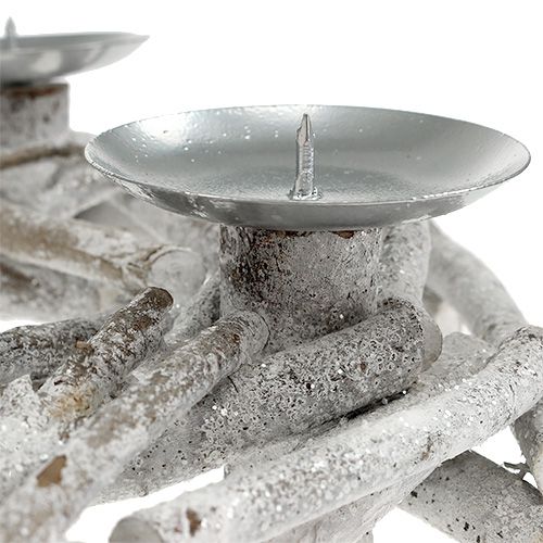 Floristik24 Stalo vainikas su žvakidėle Ø32cm baltintas