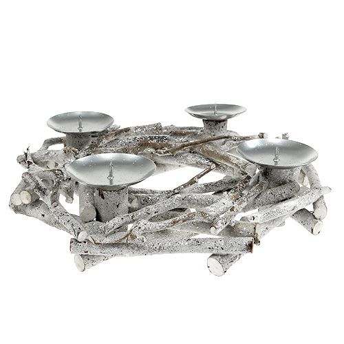 Floristik24 Stalo vainikas su žvakidėle Ø32cm baltintas