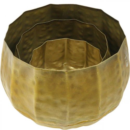 daiktų Metalinis dekoratyvinis vazonas žalvaris Ø22,5/18,5/14,5cm rinkinys iš 3 vnt.