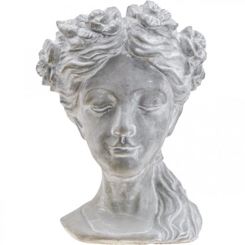 daiktų Augalų galvutė betoninė sėjamoji moteriška galva balta skalbta H34cm