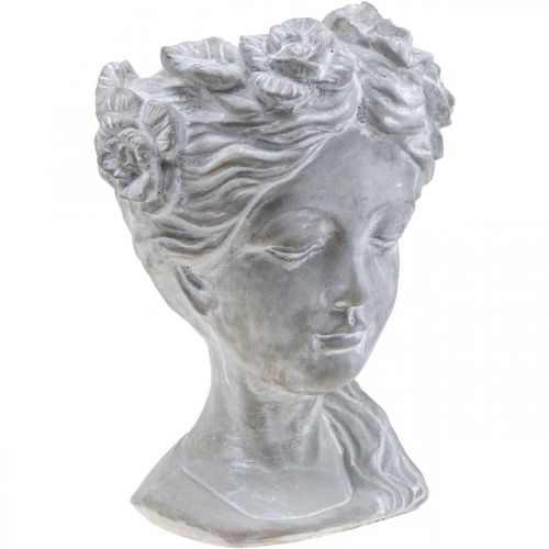 daiktų Augalų galvutė betoninė sėjamoji moteriška galva balta skalbta H34cm