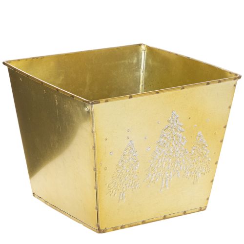 Metalinis vazonas su blizgančiu eglės motyvu, 18 cm