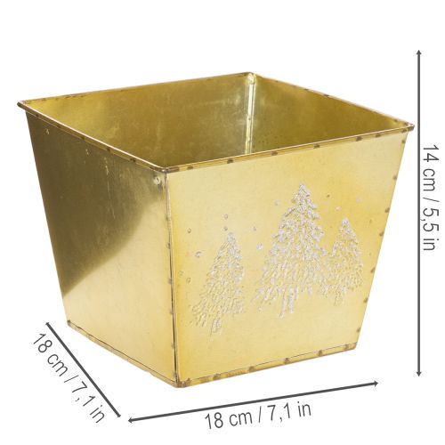 Metalinis vazonas su blizgančiu eglės motyvu, 18 cm | Floristik24.lt