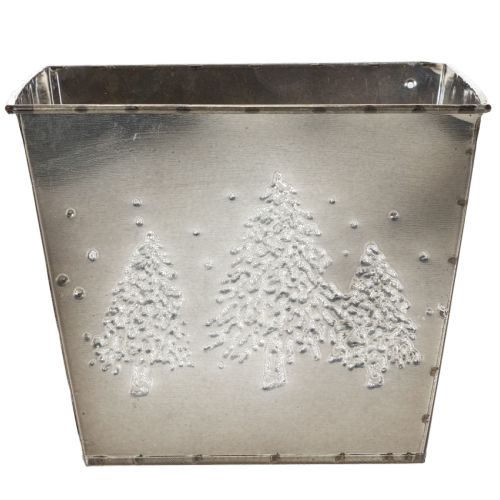 Kvadratinis metalinis vazonas su eglės motyvu, 18 cm | Floristik24.lt