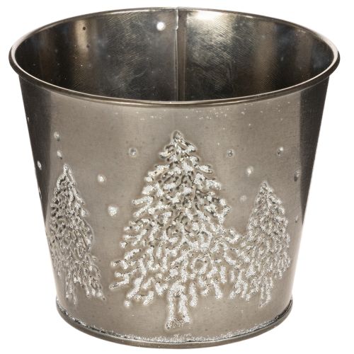 Metalinis vazonas su blizgančiomis eglėmis, 13 cm