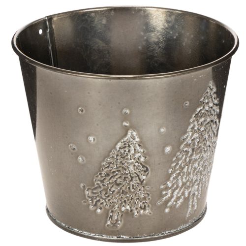 Metalinis vazonas su blizgančiomis eglėmis, 13 cm | Floristik24.lt