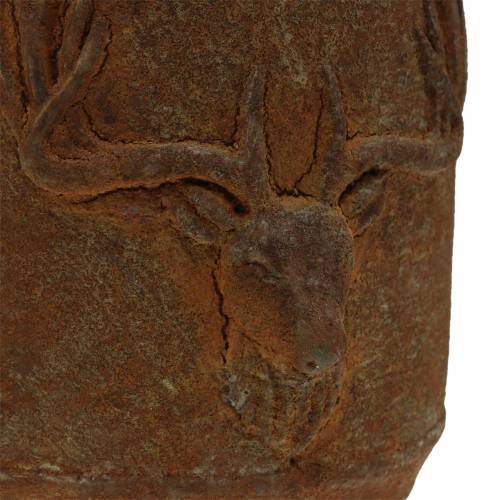 Floristik24 Augalų vazonas rūdžių patina su elnio galva Ø13,5cm H13cm