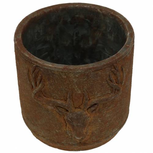 Floristik24 Augalų vazonas rūdžių patina su elnio galva Ø13,5cm H13cm