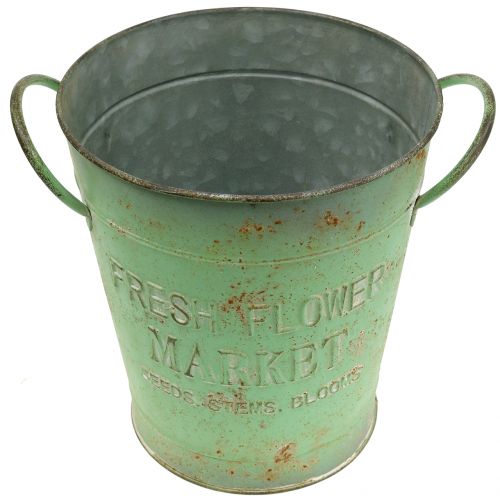 Floristik24 Cinko kibiras Antique Green Ø20,5cm H22,5cm