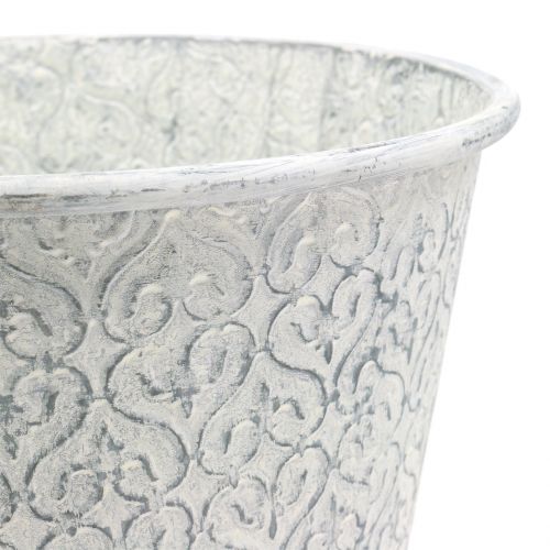 Floristik24 Cinko kibiras skalbtas baltas Ø29cm H28cm