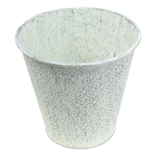 Floristik24 Cinko kibiras skalbtas baltas Ø29cm H28cm
