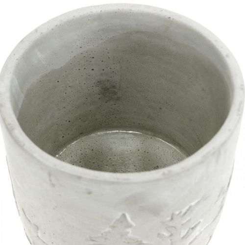 daiktų Sodinamoji su miško motyvu, žiemos puošmena, vazonas iš betono, Advento Ø12,5cm H11cm