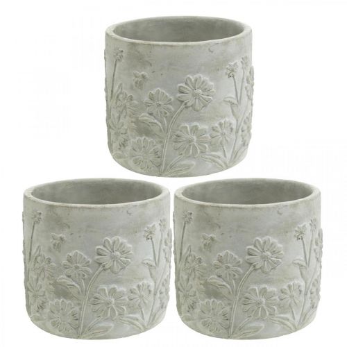 Floristik24 Sodinamosios betoninės su gėlių raštais sodintuvas Ø12,5cm H11cm 3vnt