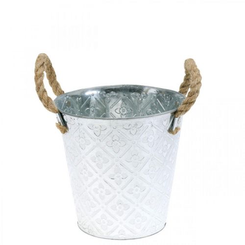 Metalinis vazonas sodinimui, gėlių vazonas su rankenomis, vazonas su gėlių raštu Ø18cm