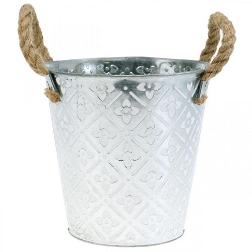 daiktų Metalinis vazonas sodinimui, gėlių vazonas su rankenomis, vazonas su gėlių raštu Ø18cm
