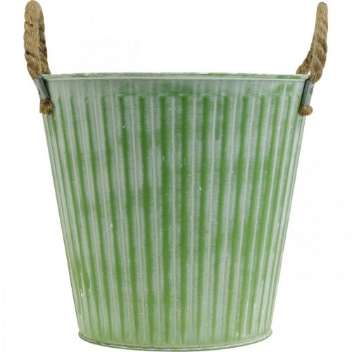 daiktų Augalų kibiras, metalinis vazonas su rankenomis, dekoratyvinis sodinukas rožinei/žaliai/geltonai shabby chic Ø12cm H10cm 3 vnt.