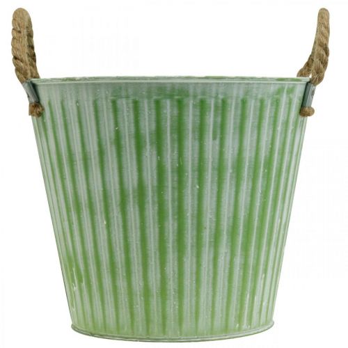 daiktų Dekoratyvinis vazonas, metalinis kibiras sodinimui, sėjamoji su rankenėlėmis, rožinė/žalia/geltona shabby chic Ø14.5cm H13cm rinkinys iš 3 vnt.