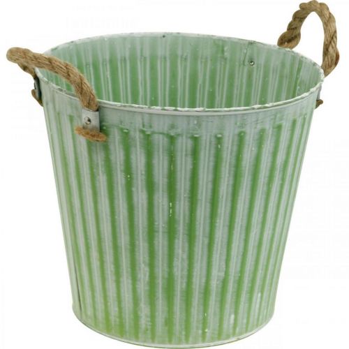daiktų Kibiras sodinimui, vazonas su rankenomis, metalo apdaila rausva/žalia/geltona shabby chic Ø16,5 cm H15 cm rinkinys iš 3 vnt.