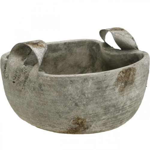 Floristik24 Betoninis dubuo baltas pilkas rudas su senovinėmis rankenomis L28cm