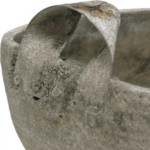 Floristik24 Betoninis dubuo baltas pilkas rudas su senovinėmis rankenomis L28cm